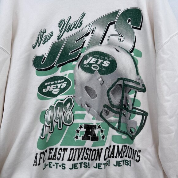 Abercrombie Fitch Sweatshirt Mens L Cream New York Jets NFL Football - Picture 2 of 8